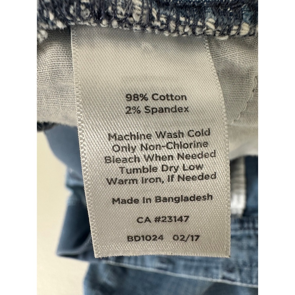 Talbots Chambray Straight Leg Button Tab Cuff Pants Size 12 Blue Cotton Blend - Picture 9 of 10